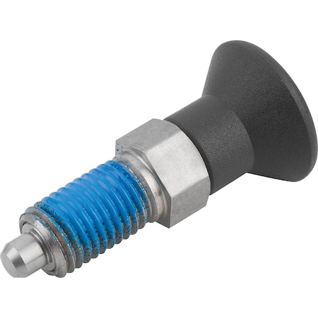 Kipp Indexing Plunger Size:5 D1=M24X2, D=16, Form:Ap Wo. Groove Wout Locknut, Stainless Steel Hardened, K1096.091516